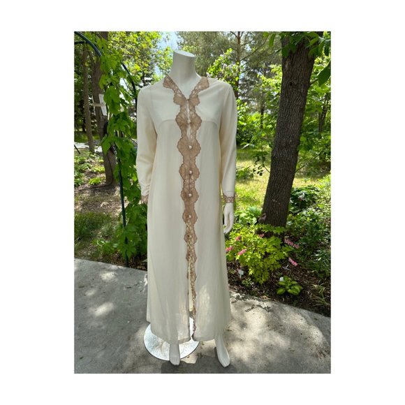 60s Emilio Pucci Dressing Gown Robe for Formfit Rogers Column Maxi Art Deco Lace - Picture 1 of 13